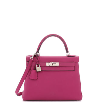 Hermes Kelly Handbag Pink Togo with Palladium Hardware 28