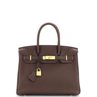 Hermes Birkin Handbag Red Clemence with Gold Hardware 30