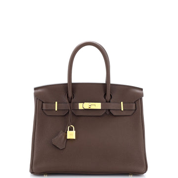 Hermes Birkin Handbag Red Clemence with Gold Hardware 30