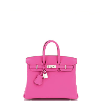 Hermes Birkin Handbag Pink Swift with Palladium Hardware 25 Pink