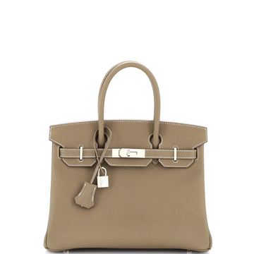 Hermes Birkin Handbag Grey Epsom with Palladium Hardware 30
