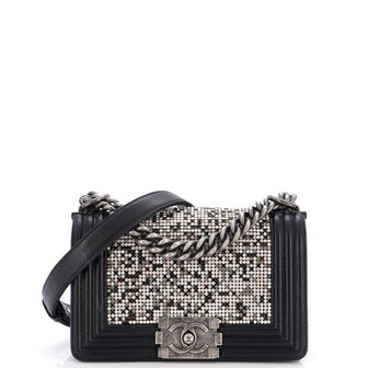 Chanel Boy Flap Bag Strass Embellished Leather Small