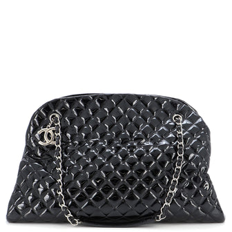 Chanel Black Quilted Patent Leather Just Mademoiselle Large Bowling Bag -  Yoogi's Closet