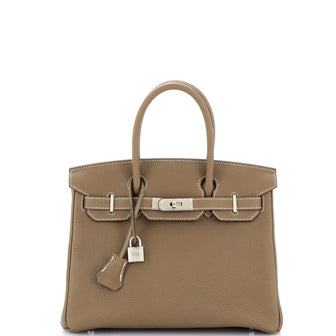 Hermes Birkin Handbag Grey Togo with Palladium Hardware 30