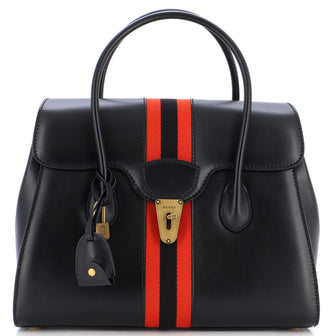 Gucci Turnlock Web Top Handle Bag Leather Medium