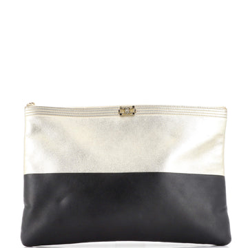 Chanel Bicolor Boy O Case Clutch Calfskin Large