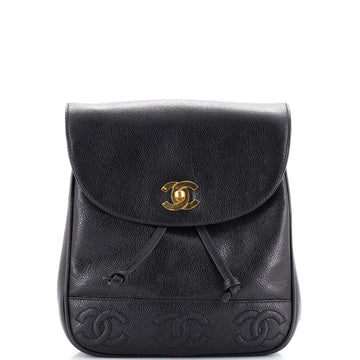 Chanel Vintage Triple Stitched CC Flap Backpack Caviar Small