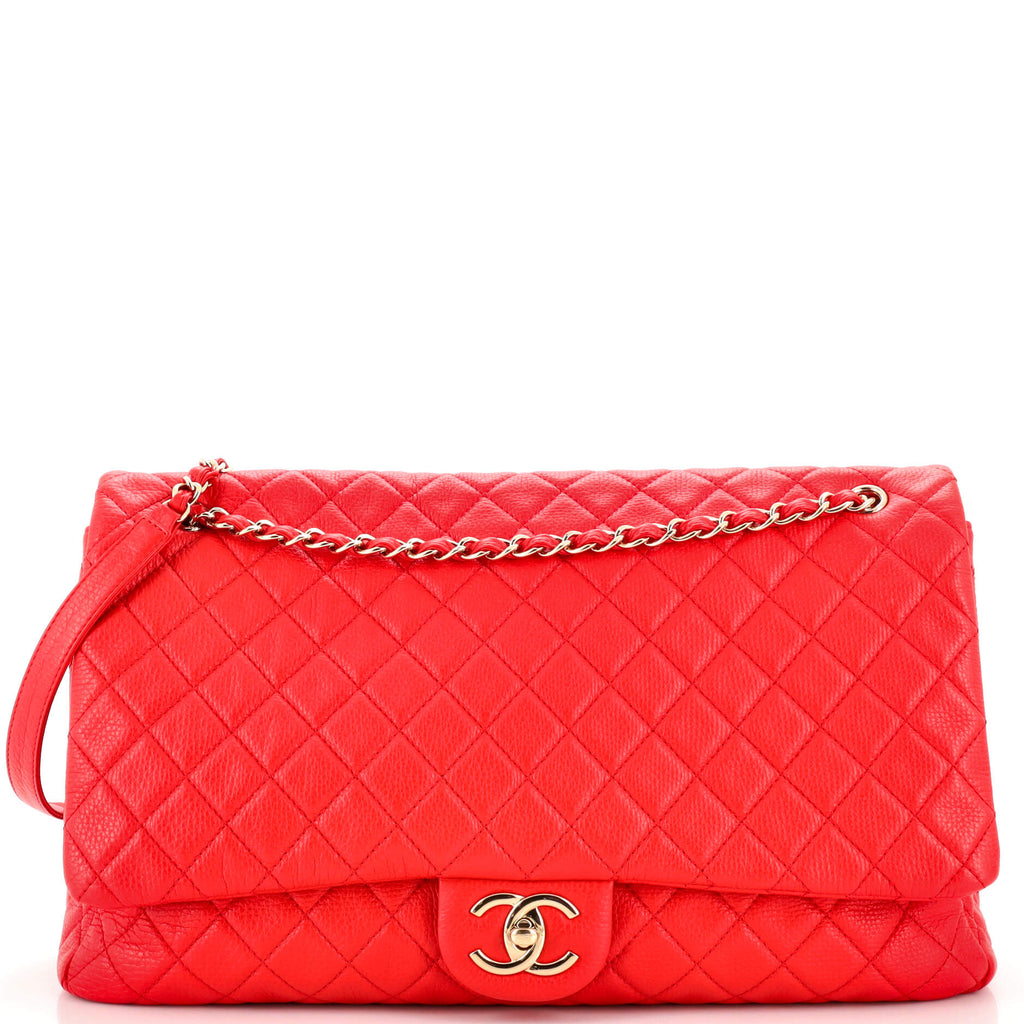 Chanel Airlines CC Flap Bag Quilted Calfskin XXL Red 21548445