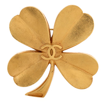 Chanel CC Clover Brooch Metal