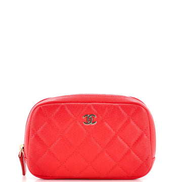Chanel Curvy Cosmetic Pouch Quilted Caviar Small