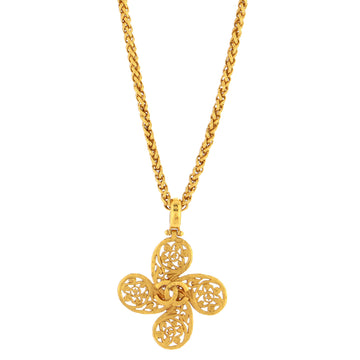 Chanel Vintage CC Swirl Pendant Long Necklace Metal