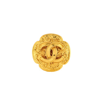 Chanel Vintage CC Flower Brooch Textured Metal