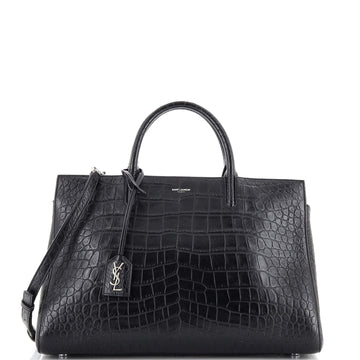 Saint Laurent Rive Gauche Cabas Crocodile Embossed Leather Medium
