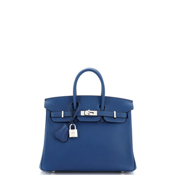 Hermes Birkin Handbag Blue Swift with Palladium Hardware 25