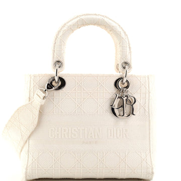 Christian Dior Lady D-Lite Bag Embroidered Canvas Medium