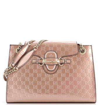 Gucci Emily Chain Flap Shoulder Bag Guccissima Patent Large
