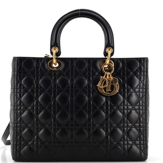 Christian Dior Vintage Lady Dior Bag Cannage Quilt Lambskin Large