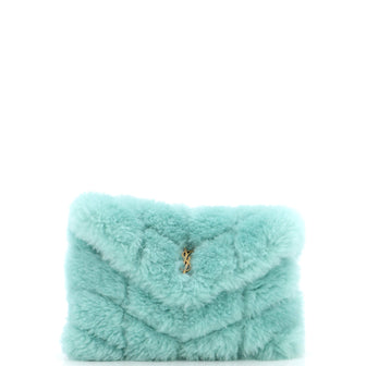 Saint Laurent LouLou Puffer Clutch Matelasse Chevron Shearling Small
