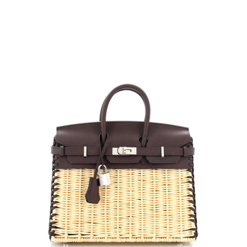 Hermes Picnic Birkin Bag Swift and Wicker with Palladium Hardware 25