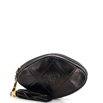 Chanel Vintage Diamond CC Tassel Clutch Quilted Lambskin Mini