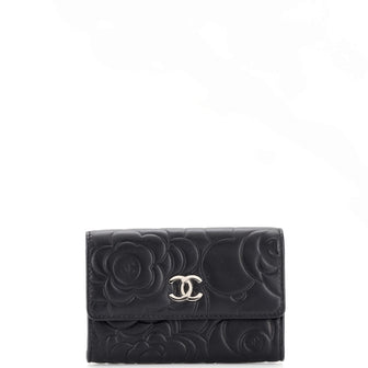 Chanel CC Flap Card Case Camellia Lambskin
