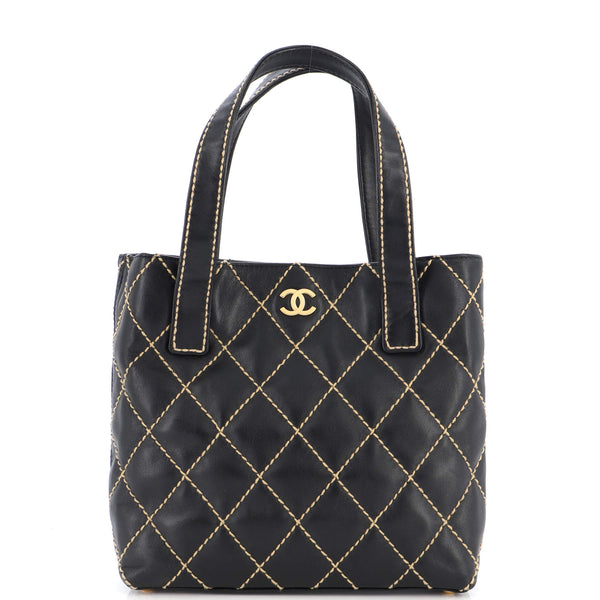 Chanel Surpique Tote Quilted Leather Small Black 21548763