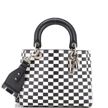 Christian Dior Lady Dior Bag Check Print Leather Medium