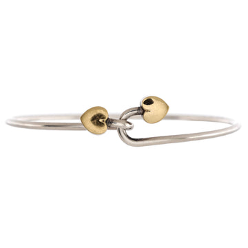 Tiffany & Co. Double Heart Lock Bangle Bracelet Sterling Silver with 18K Yellow Gold