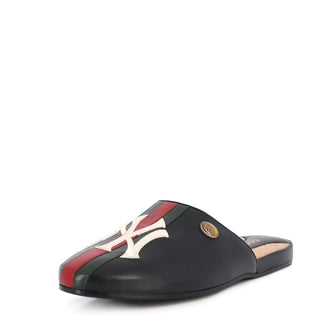 Gucci Men's NY Yankees Slide Sandals Embroidered Leather