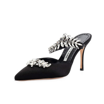 Manolo Blahnik Women's Lurum Heeled Mules Satin 90