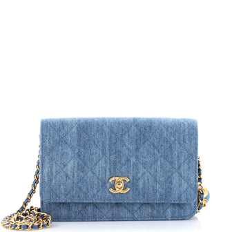 Pearl Crush Wallet on Chain Quilted Denim