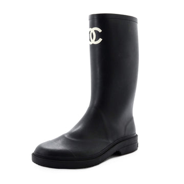Chanel Caoutchouk CC High Rain Boots Rubber