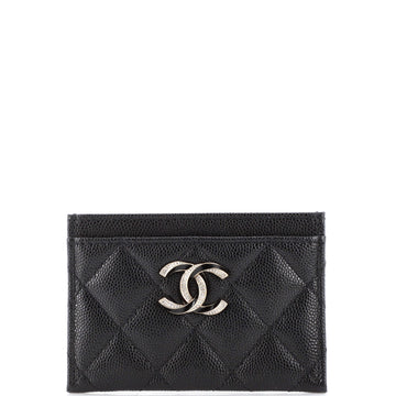 Chanel Crystal CC Card Holder Quilted Caviar