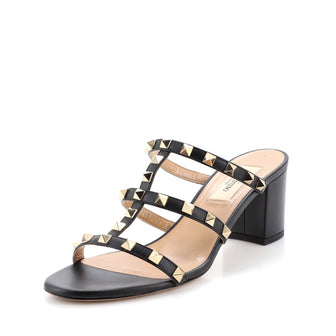 Valentino Garavani Women's Rockstud Caged Block Heel Sandal Leather