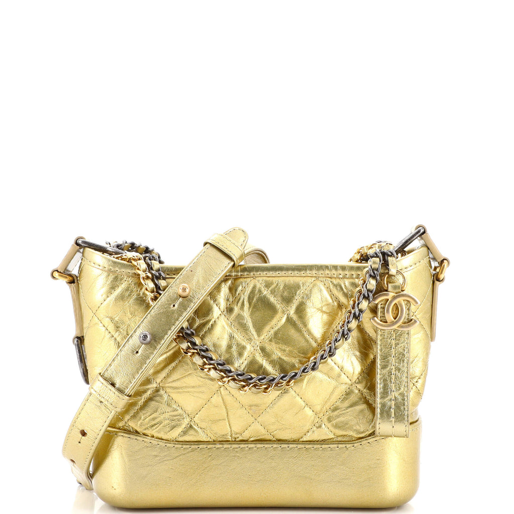 Chanel Small Gabrielle Hobo Bag-Gold Leather Type:Aged calfskin Hardware: Gold/Silver Tone Serial…