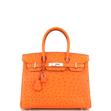 Hermes Birkin Handbag Orange Ostrich with Palladium Hardware 30