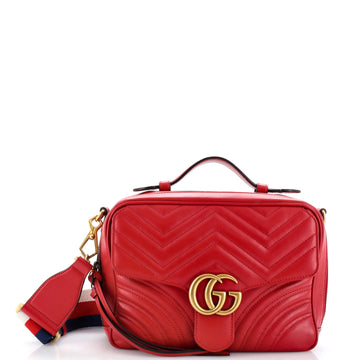 Gucci GG Marmont Zip Around Camera Bag Matelasse Leather Small