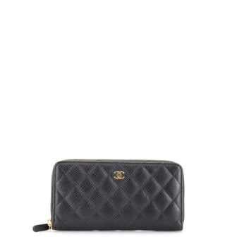 Chanel Zip Around Wallet Quilted Caviar Long