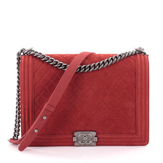 Chanel Boy Flap Bag Quilted Matte Caviar Large Red
