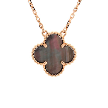 Van Cleef & Arpels Vintage Alhambra Pendant Necklace 18K Rose Gold and Grey Mother of Pearl
