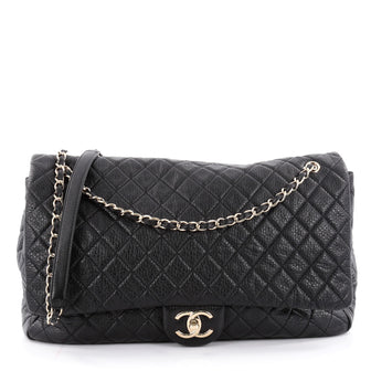Chanel Airlines CC Flap Bag Quilted Calfskin XXL Black