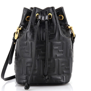 Fendi Mon Tresor Bucket Bag Zucca Embossed Leather Mini