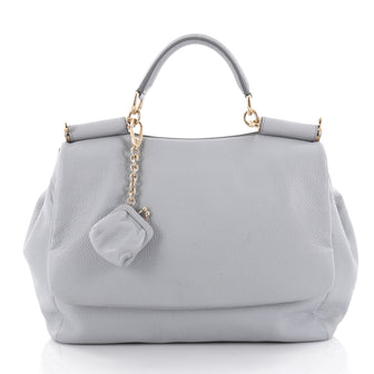 Dolce & Gabbana Soft Miss Sicily Handbag Leather Medium Blue 2157202