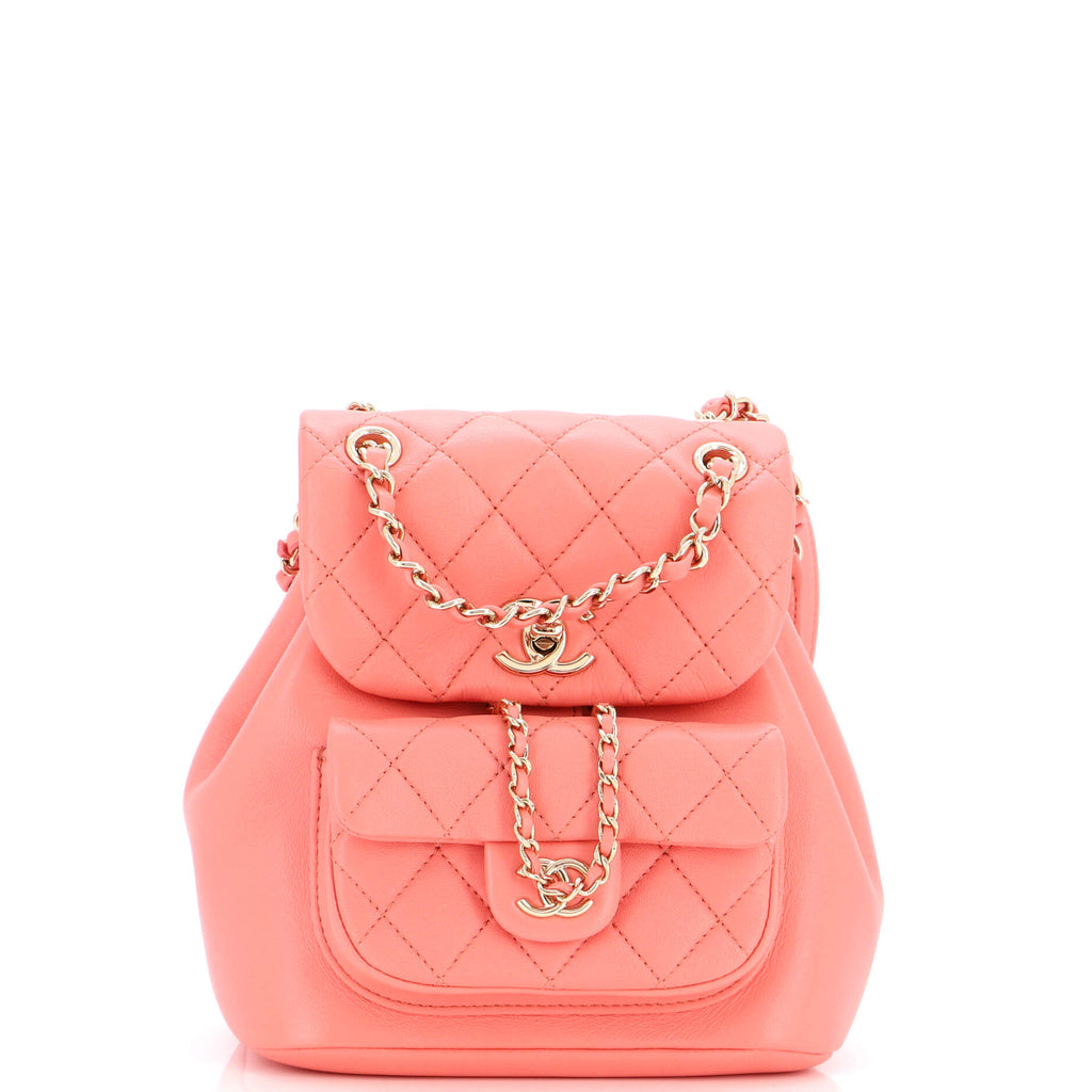 23P CHANEL Duma Backpack Lilac Pink Mini w Pockets Flap Bag Gold