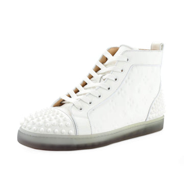 Christian Louboutin Men's Louis Spikes Flat High-Top Sneakers Studded Leather
