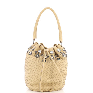 Bottega Veneta Drawstring Handle Bag (Outlet) Embellished Intrecciato Nappa Medium