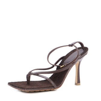 Bottega Veneta Women's Stretch Strap Heeled Sandals Leather and Raffia