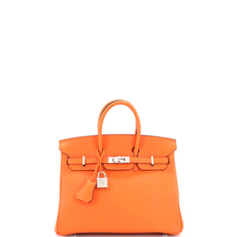 Hermes Birkin Handbag Orange Swift with Palladium Hardware 25 Orange 2158601