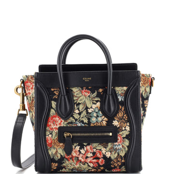 Celine Luggage Bag Printed Jacquard and Leather Nano