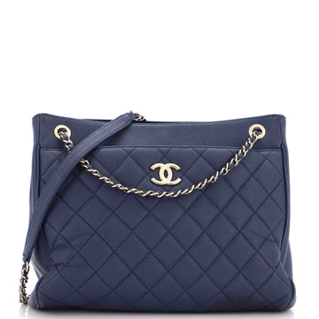 Chanel CC Front Pocket Chain Tote Quilted Caviar Medium
